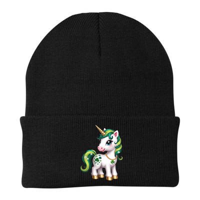 Irish Luck Unicorn – Golden Horn and Shamrock Design Beanie
