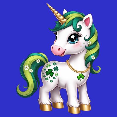 Irish Luck Unicorn – Golden Horn and Shamrock Design T-Shirt