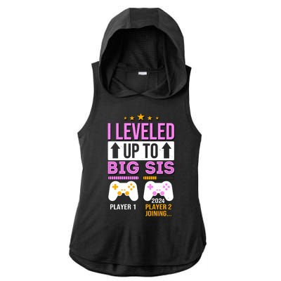 I Leveled Up To Big Sis Player 2 Joining 2024 Ladies PosiCharge Tri-Blend Wicking Draft Hoodie Tank