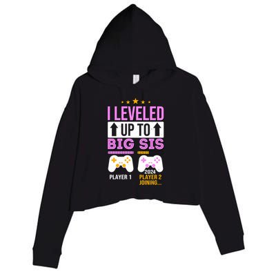 I Leveled Up To Big Sis Player 2 Joining 2024 Crop Fleece Hoodie