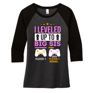 I Leveled Up To Big Sis Player 2 Joining 2024 Women's Tri-Blend 3/4-Sleeve Raglan Shirt