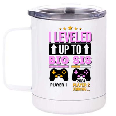 I Leveled Up To Big Sis Player 2 Joining 2024 12 oz Stainless Steel Tumbler Cup