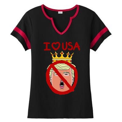 I Love Usa Cancel King Trump! Ladies Halftime Notch Neck Tee