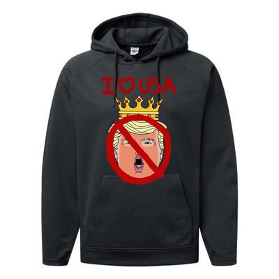 I Love Usa Cancel King Trump! Performance Fleece Hoodie