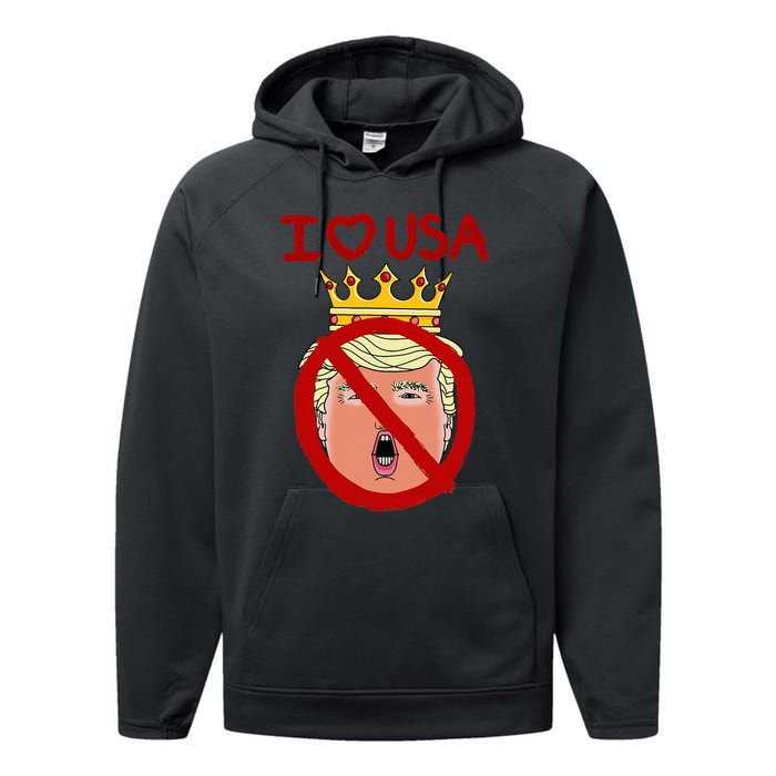 I Love Usa Cancel King Trump! Performance Fleece Hoodie