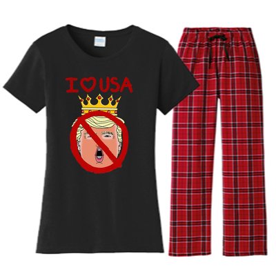 I Love Usa Cancel King Trump! Women's Flannel Pajama Set