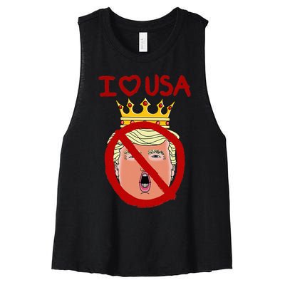 I Love Usa Cancel King Trump! Women's Racerback Cropped Tank