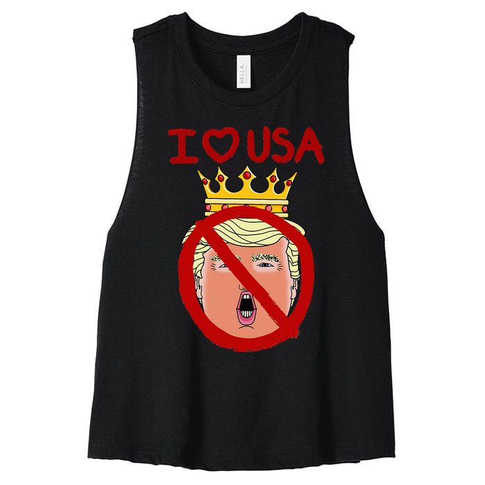 I Love Usa Cancel King Trump! Women's Racerback Cropped Tank