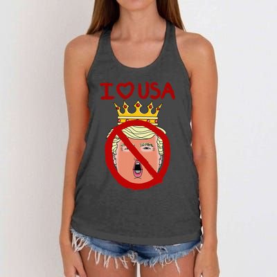 I Love Usa Cancel King Trump! Women's Knotted Racerback Tank