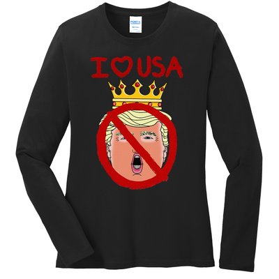 I Love Usa Cancel King Trump! Ladies Long Sleeve Shirt