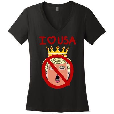 I Love Usa Cancel King Trump! Women's V-Neck T-Shirt