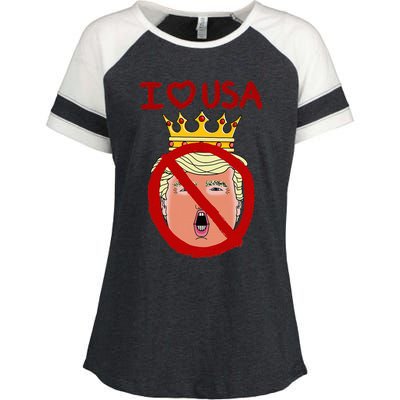 I Love Usa Cancel King Trump! Enza Ladies Jersey Colorblock Tee