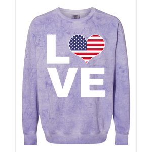 I Love Usa Funny Gift Heart Flag Usa Cute Gift Colorblast Crewneck Sweatshirt