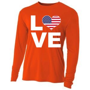 I Love Usa Funny Gift Heart Flag Usa Cute Gift Cooling Performance Long Sleeve Crew