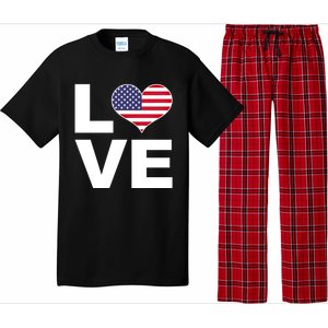 I Love Usa Funny Gift Heart Flag Usa Cute Gift Pajama Set