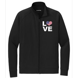 I Love Usa Funny Gift Heart Flag Usa Cute Gift Stretch Full-Zip Cadet Jacket