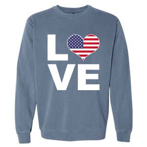 I Love Usa Funny Gift Heart Flag Usa Cute Gift Garment-Dyed Sweatshirt