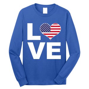 I Love Usa Funny Gift Heart Flag Usa Cute Gift Long Sleeve Shirt