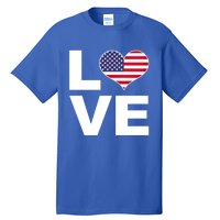 I Love Usa Funny Gift Heart Flag Usa Cute Gift Tall T-Shirt