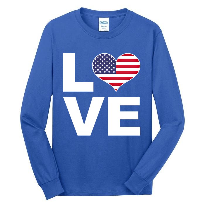 I Love Usa Funny Gift Heart Flag Usa Cute Gift Tall Long Sleeve T-Shirt