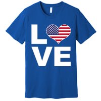 I Love Usa Funny Gift Heart Flag Usa Cute Gift Premium T-Shirt