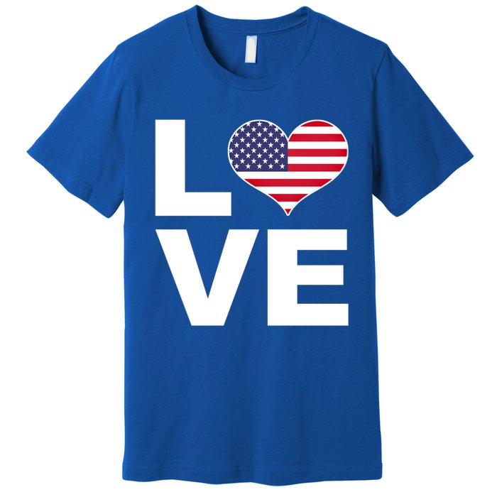 I Love Usa Funny Gift Heart Flag Usa Cute Gift Premium T-Shirt