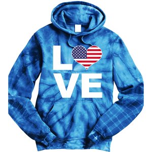 I Love Usa Funny Gift Heart Flag Usa Cute Gift Tie Dye Hoodie