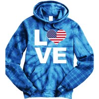 I Love Usa Funny Gift Heart Flag Usa Cute Gift Tie Dye Hoodie