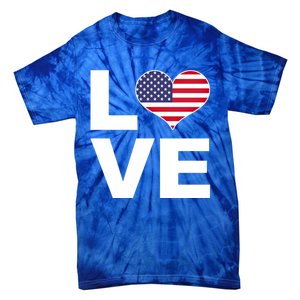 I Love Usa Funny Gift Heart Flag Usa Cute Gift Tie-Dye T-Shirt