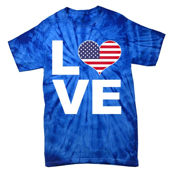 I Love Usa Funny Gift Heart Flag Usa Cute Gift Tie-Dye T-Shirt