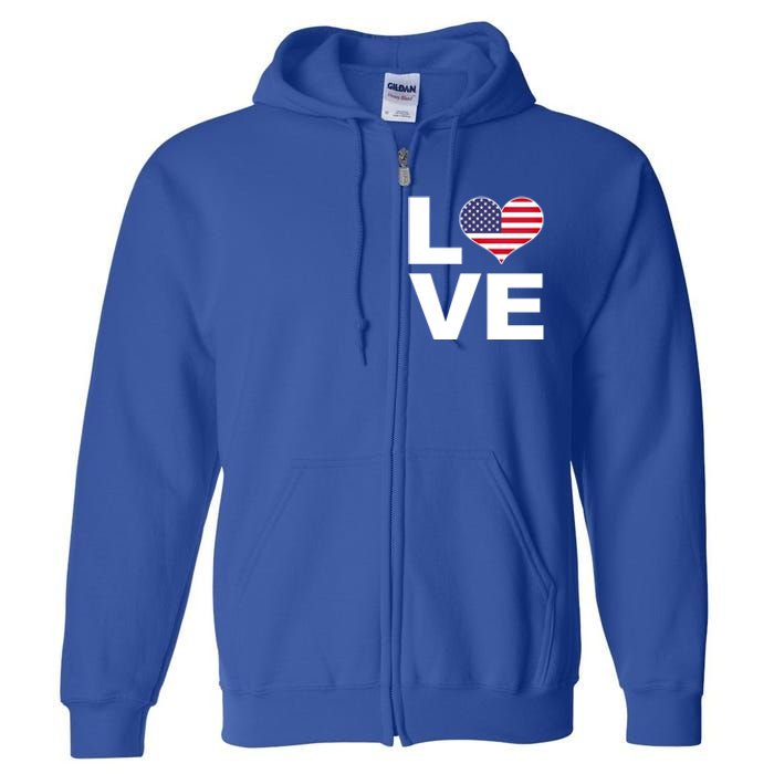 I Love Usa Funny Gift Heart Flag Usa Cute Gift Full Zip Hoodie