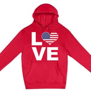 I Love Usa Funny Gift Heart Flag Usa Cute Gift Premium Pullover Hoodie