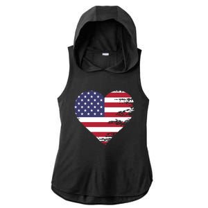 I Love Usa Cool Gift Ladies PosiCharge Tri-Blend Wicking Draft Hoodie Tank