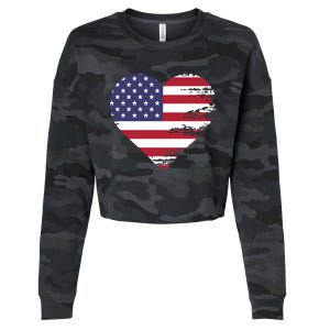 I Love Usa Cool Gift Cropped Pullover Crew