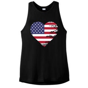 I Love Usa Cool Gift Ladies PosiCharge Tri-Blend Wicking Tank