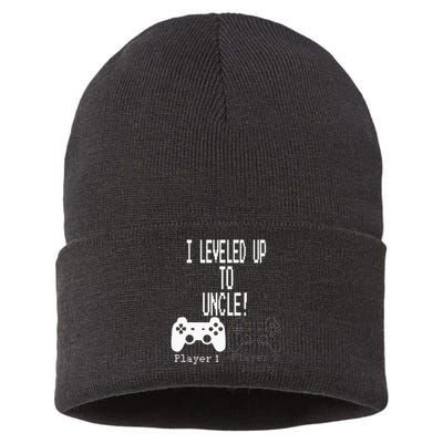 I Leveled Up To Uncle New Uncle Gaming Sustainable Knit Beanie