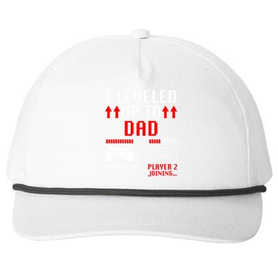 I Leveled Up To Dad Player 2 Loading Funny Gamer Match Gift Snapback Five-Panel Rope Hat