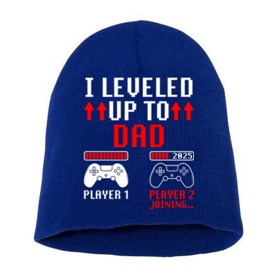 I Leveled Up To Dad Player 2 Loading Funny Gamer Match Gift Short Acrylic Beanie