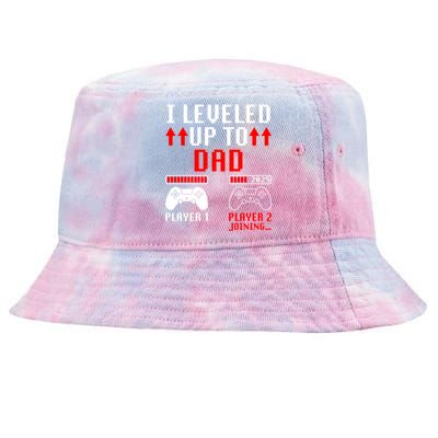 I Leveled Up To Dad Player 2 Loading Funny Gamer Match Gift Tie-Dyed Bucket Hat