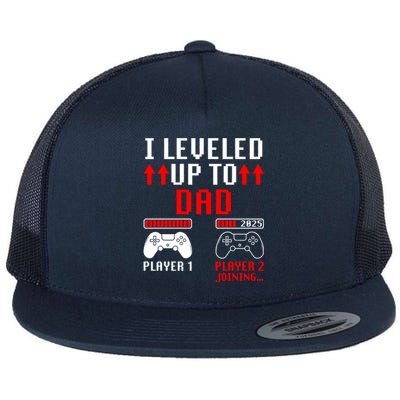 I Leveled Up To Dad Player 2 Loading Funny Gamer Match Gift Flat Bill Trucker Hat