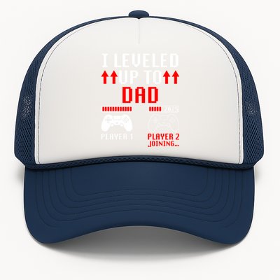 I Leveled Up To Dad Player 2 Loading Funny Gamer Match Gift Trucker Hat