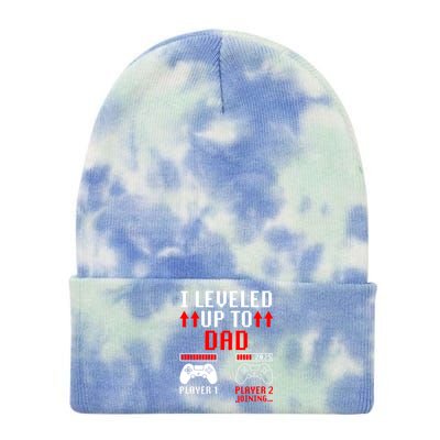 I Leveled Up To Dad Player 2 Loading Funny Gamer Match Gift Tie Dye 12in Knit Beanie