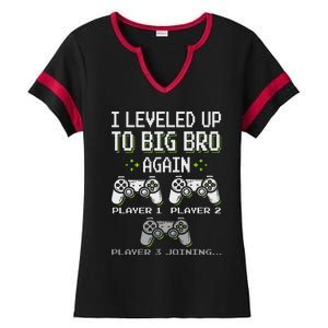 I Leveled Up To Big Bro Again Brother Gamer Funny Video Game Ladies Halftime Notch Neck Tee