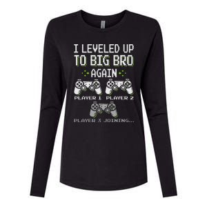 I Leveled Up To Big Bro Again Brother Gamer Funny Video Game Womens Cotton Relaxed Long Sleeve T-Shirt