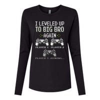 I Leveled Up To Big Bro Again Brother Gamer Funny Video Game Womens Cotton Relaxed Long Sleeve T-Shirt