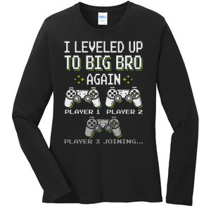 I Leveled Up To Big Bro Again Brother Gamer Funny Video Game Ladies Long Sleeve Shirt