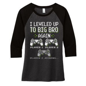 I Leveled Up To Big Bro Again Brother Gamer Funny Video Game Women's Tri-Blend 3/4-Sleeve Raglan Shirt