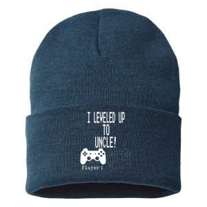 I Leveled Up To Uncle New Uncle Gaming T Sustainable Knit Beanie