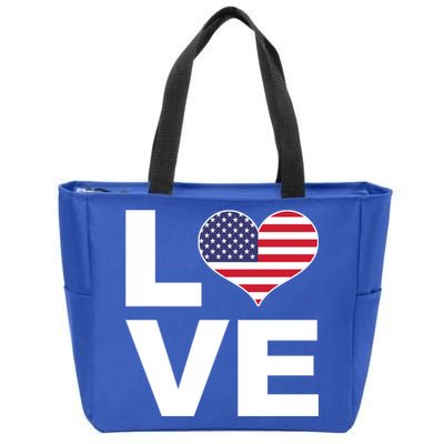 I Love Usa Great Gift Heart Flag Usa Gift Zip Tote Bag