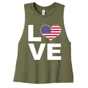 I Love Usa Great Gift Heart Flag Usa Gift Women's Racerback Cropped Tank